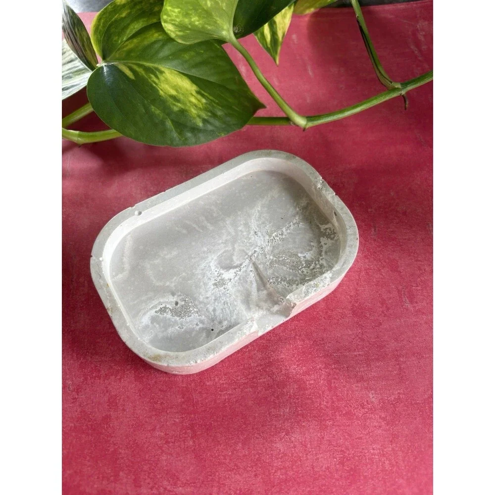Handmade Soap Dish Cement Soap Holder Bathroom Kitchen Self Draining